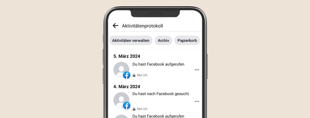 Papierkorb und das Archiv auf Facebook